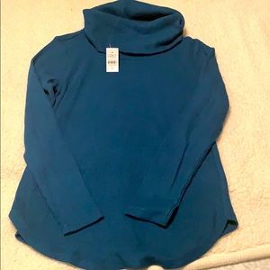 LOFT Cowl-neck Turquoise Sweater